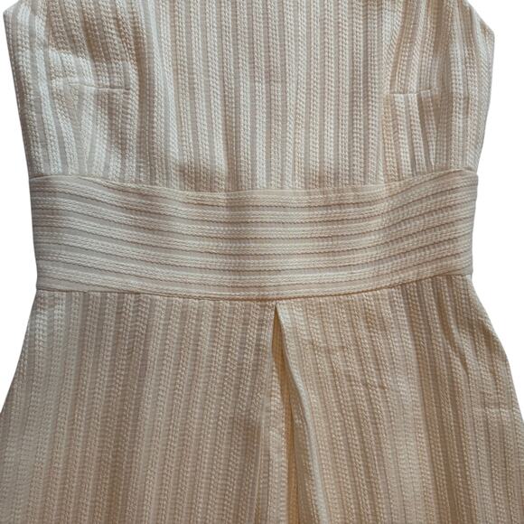 Lyn Devon Gazelle Off-White Sleeveless Inverted Pleat Texture Dress Size 8 - Picture 4 of 16
